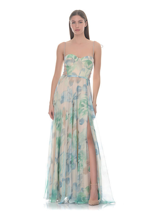 Farmaki Maxi Dress with Slit Green