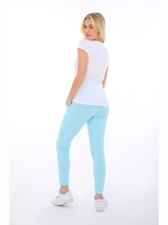 Bodymove Pantaloni de trening pentru femei cu cauciuc Albastru deschis