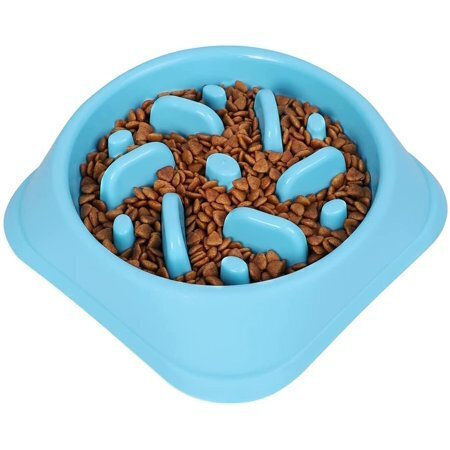 Plastic Bol Mâncare Hrănire lentă pentru Câine pe Bază 20cm în Culoare Albastru