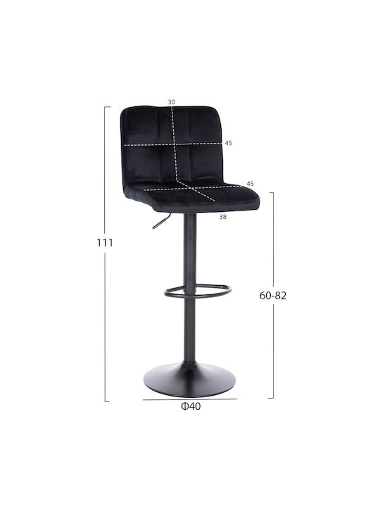 Stools Bar Collapsible with Backrest Upholstered with Velvet Diana Black 2pcs 45x49x90cm