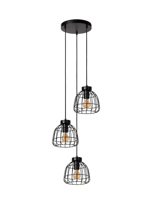 Lucide Lightning Pendant Light Three-Light for Socket E27 Black