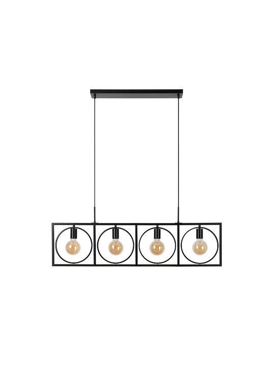 Lucide Lightning Pendant Chandelier for 4 Bulbs E27 Black