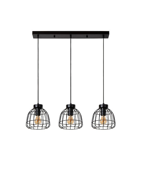 Lucide Lightning Pendant Light Three-Light for Socket E27 Black