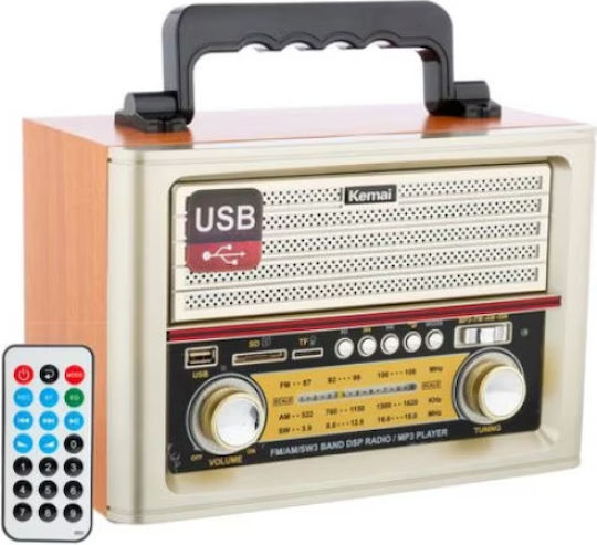 Retro Portable Radio Battery with Bluetooth and USB Orange