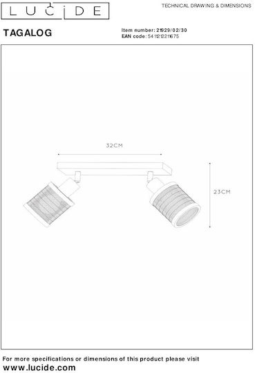 Lucide Lightning Διπλό Σποτ με Ντουί E27 σε Μαύρο Χρώμα