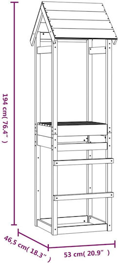 vidaXL Holzturm mit Kletterfläche 53x46.5x194cm. Rosa
