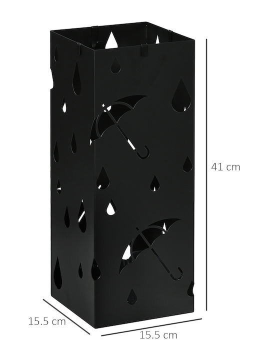 HomCom Ομπρελοθήκη Μεταλλική Μαύρη 15.5x15.5x41cm