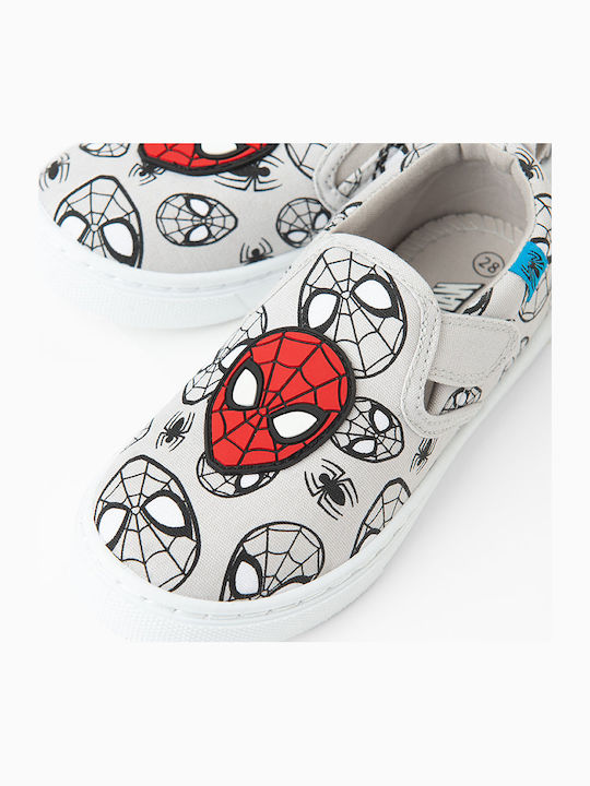 Spiderman Marvel Παιδικά Sneakers με Σκρατς Γκρι