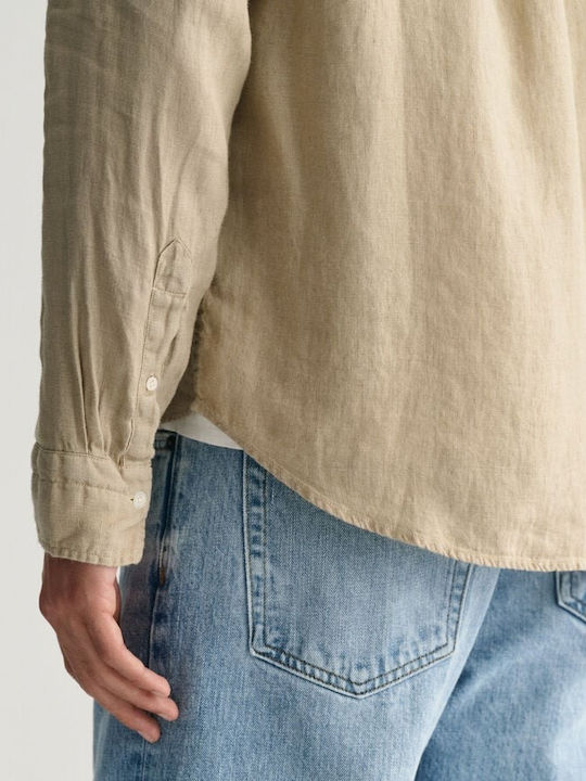 Long-sleeved Linen Shirt Beige