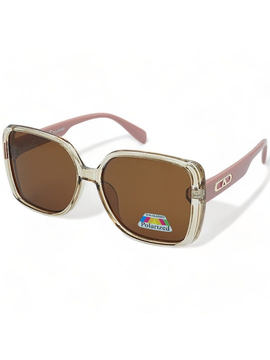 Optosquad Women's Sunglasses with Transparent Plastic Frame and Brown Polarized Lens RV604219-1