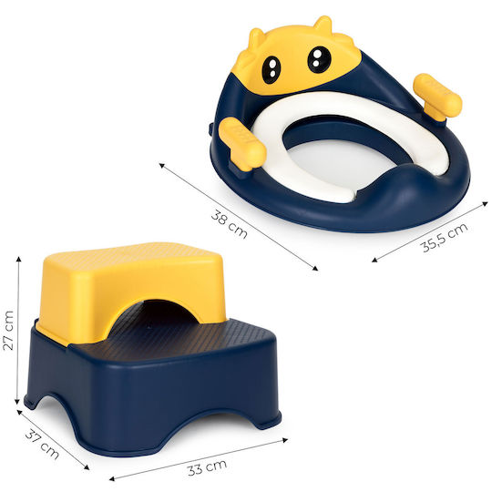 Ecotoys Kleinkind Toiletten-Sitz mit Harter Oberfläche, Griffen und Trittstufe Gelb HA-P17&18
