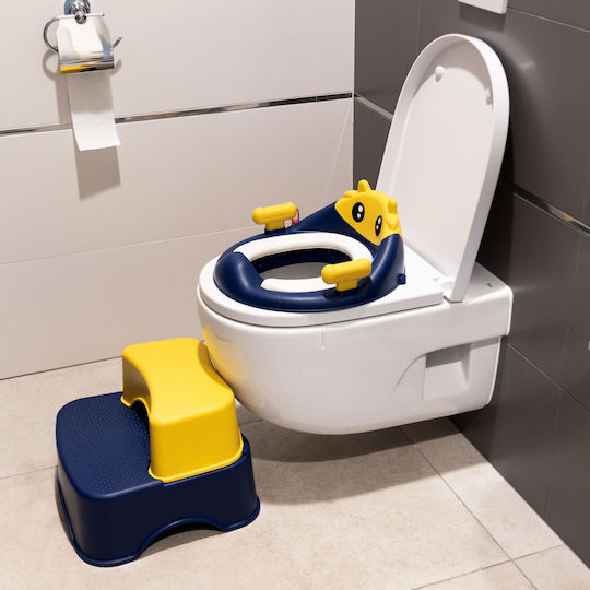 Ecotoys Kleinkind Toiletten-Sitz mit Harter Oberfläche, Griffen und Trittstufe Gelb HA-P17&18