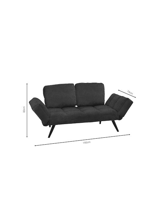 Jackie Three-Seater Couch Bed Charcoal 190x80x75cm