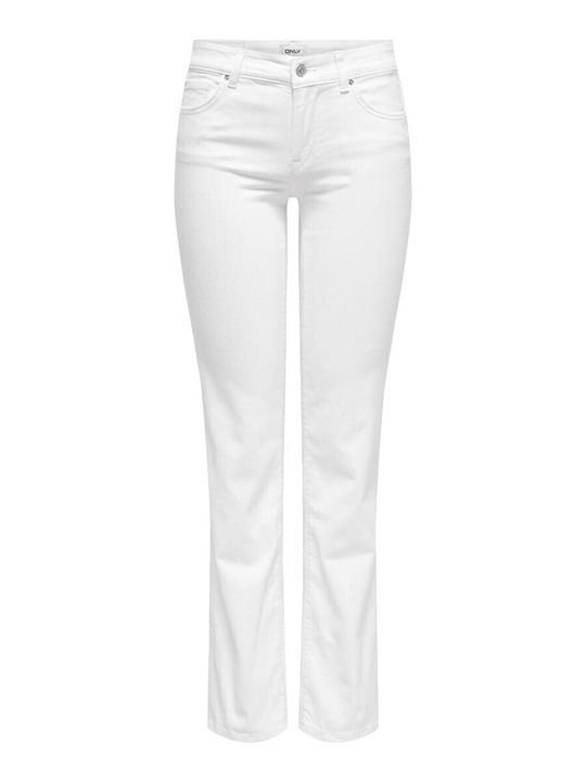 Reg Women's Jean Trousers in Straight Line White