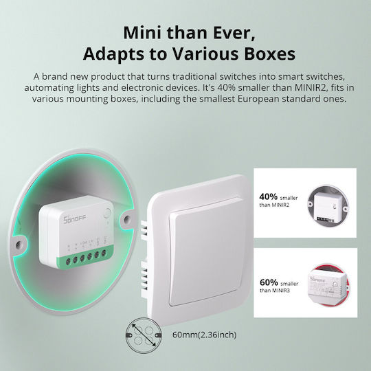 Sonoff MINIR4M Smart Switch 2 Channels Wi-Fi & Bluetooth 10A