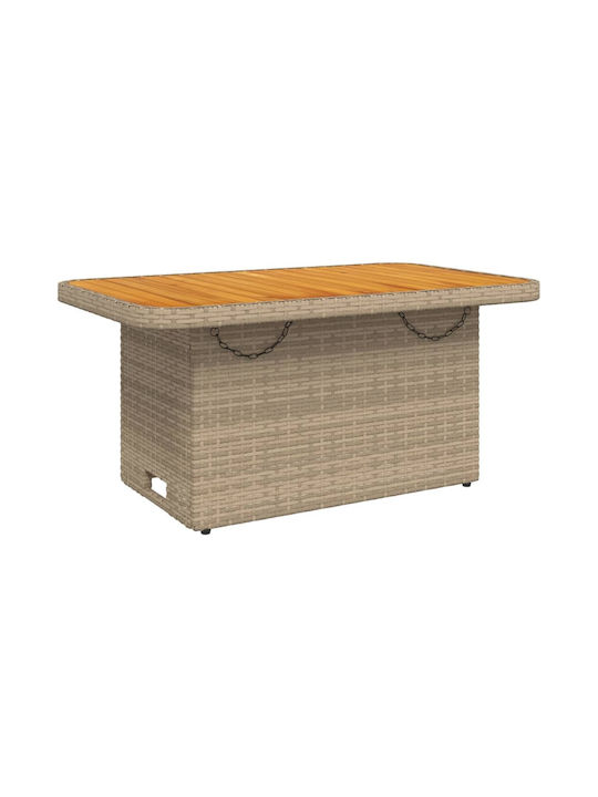 Outdoor Dinner Rattan Table Natural 90x55x71cm