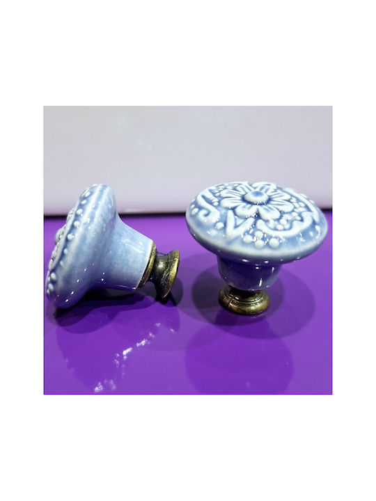 Premier Antic Buton Mobilier din Zamak & Porțelan & Metal Bronz 35mm (Distanța între Centre 35mm) 11848-000-ARG1 1buc