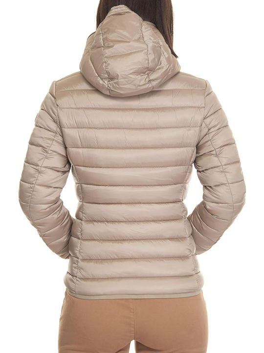 Save The Duck Women's Short Lifestyle Jacket for Winter Beige