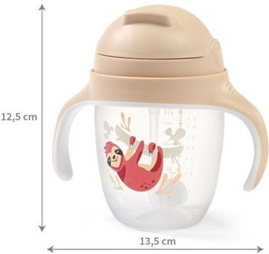Babyono Educational Sippy Cup Plastic with Handles Beige for 6m+m+ 240ml
