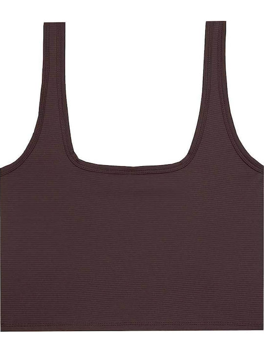 Women's Athletic Crop Top Sleeveless Brown