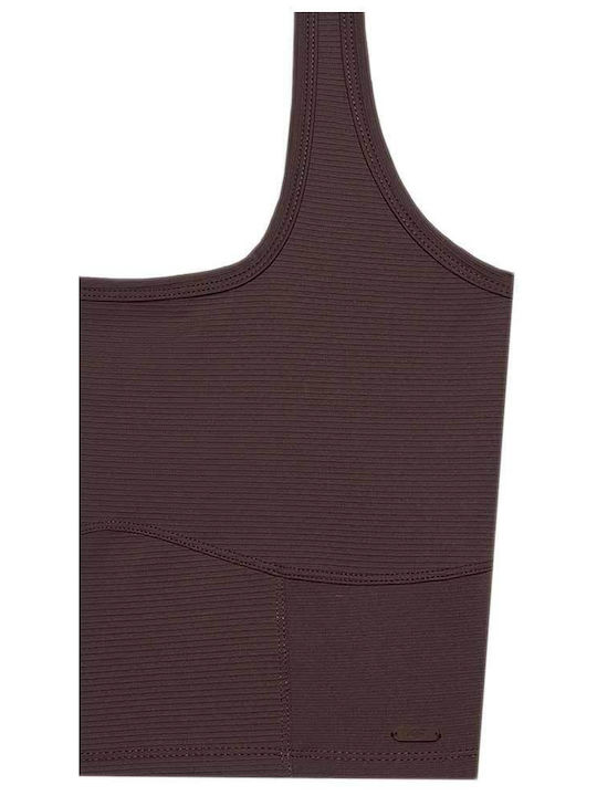 Women's Athletic Crop Top Sleeveless Brown