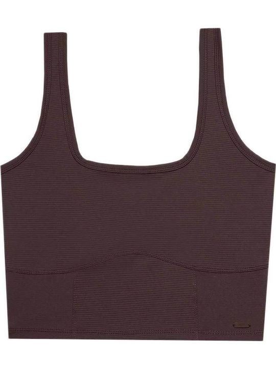 Women's Athletic Crop Top Sleeveless Brown