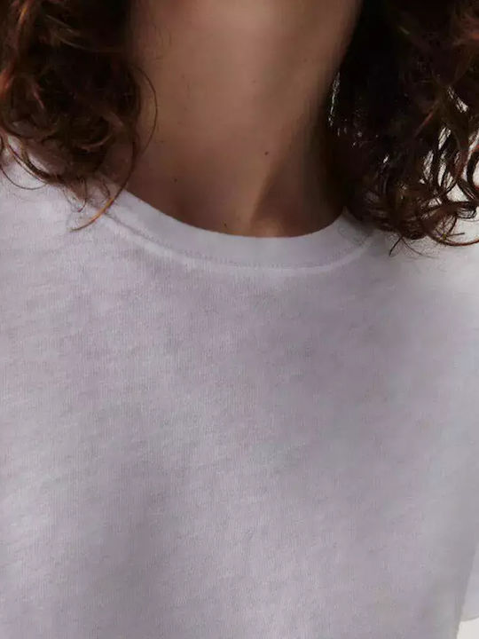 Women's Summer Blouse Cotton Short Sleeve White