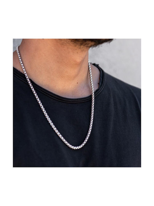 Piercing.gr Herren Kette Nacken aus Stahl Dünn Dicke 4mm und Länge 55cm