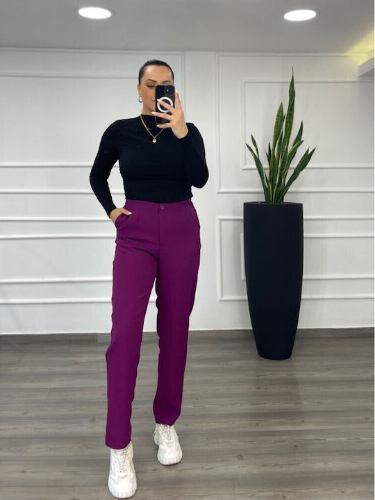 Women's Fabric Trousers Magenta