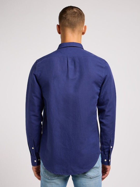 Lee Men's Shirt Long Sleeve Linen Blue