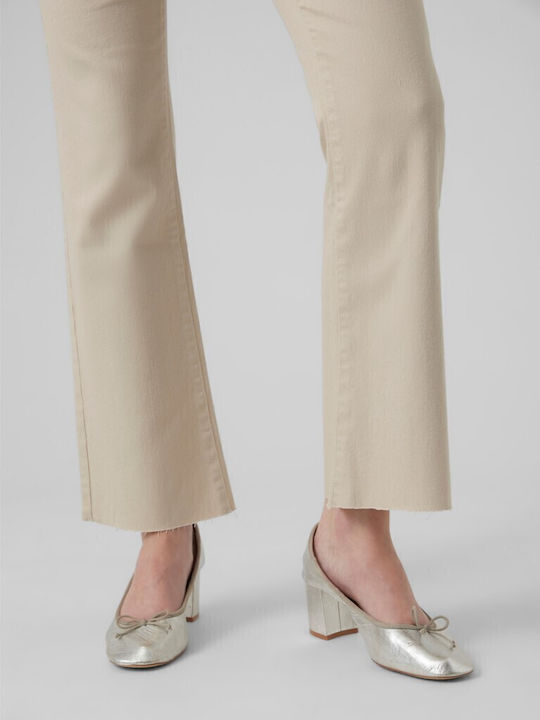 Wild Sheila Women's Jean Trousers Flared in Slim Fit Beige