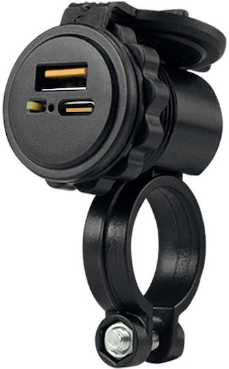 Rezistent la apă Încărcător pentru Motocicletă de Încărcare Rapidă cu Porturi: 1xUSB & 1xBriquet