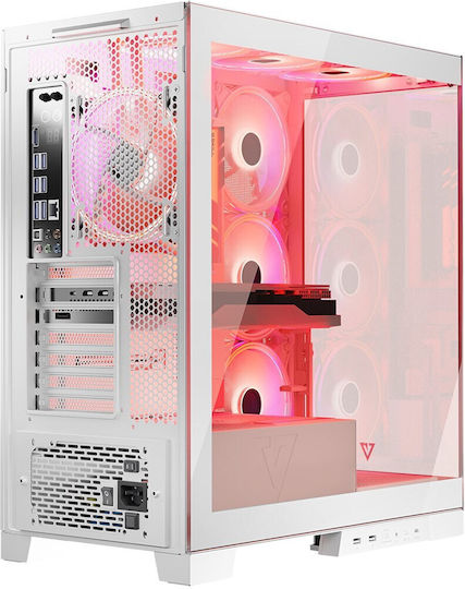 Modecom Volcano Space Apex ARGB Геймърско Midi Tower Компютърна Кутия с Страничен Прозорец Бяла
