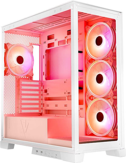 Modecom Volcano Space Apex ARGB Геймърско Midi Tower Компютърна Кутия с Страничен Прозорец Бяла
