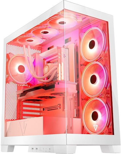 Modecom Volcano Space Apex ARGB Геймърско Midi Tower Компютърна Кутия с Страничен Прозорец Бяла
