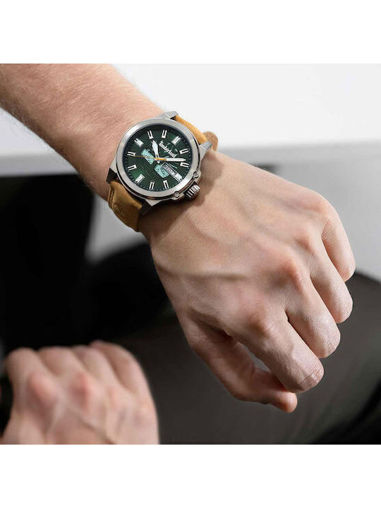Timberland Ανδρικό Ρολόι 46mm Μπαταρίας με Καφέ Δερμάτινο Λουράκι