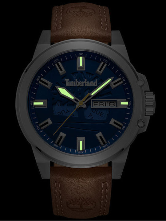 Timberland Ανδρικό Ρολόι 46mm Μπαταρίας με Καφέ Δερμάτινο Λουράκι