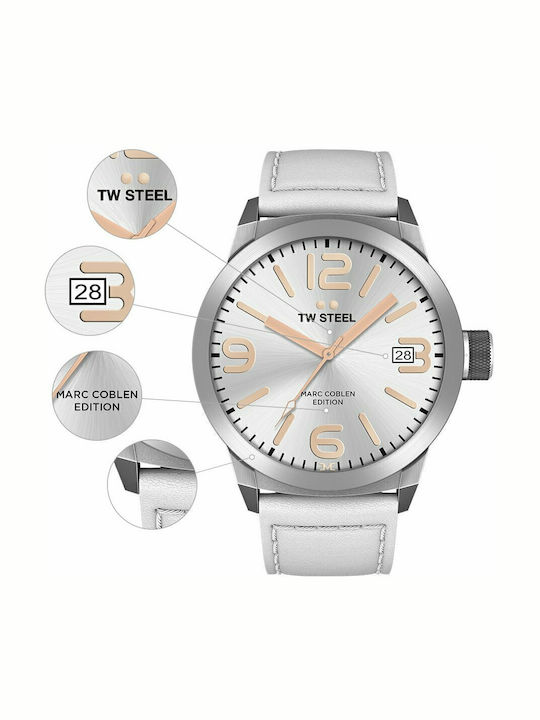 TW Steel Мъжки часовник с батерия и кожена каишка