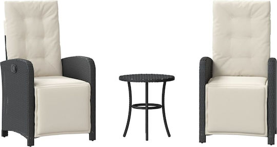 Garten- und Outdoor-Möbelsets Typsatz Wohnzimmer für kleine Außenräume Bistro 3 Stück Schwarz mit Kissen