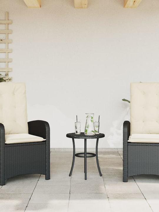 Bistro Garden & Outdoor Furniture Set for Small Outdoor Spaces 3 Pieces Black with Pillows