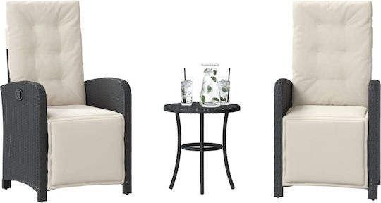 Garten- und Outdoor-Möbelsets Typsatz Wohnzimmer für kleine Außenräume Bistro 3 Stück Schwarz mit Kissen