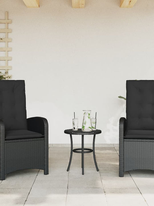 Bistro Garden & Outdoor Furniture Set for Small Outdoor Spaces 3 Pieces Black with Pillows