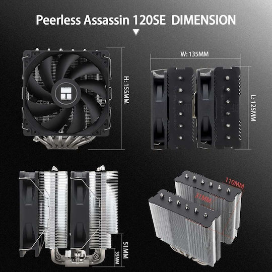 Thermalright Peerless Assassin 120 SE Ψύκτρα Επεξεργαστή Διπλού Ανεμιστήρα για Socket AM4/AM5/1200/115x/1700