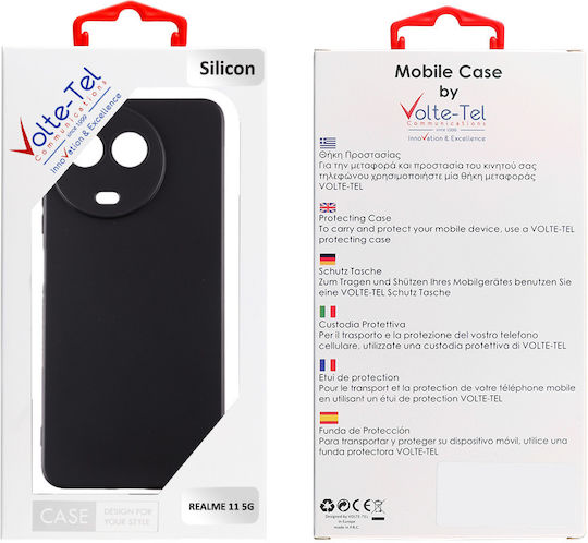 Volte-Tel Silicone Back Cover with Neck Strap Black for Realme 11