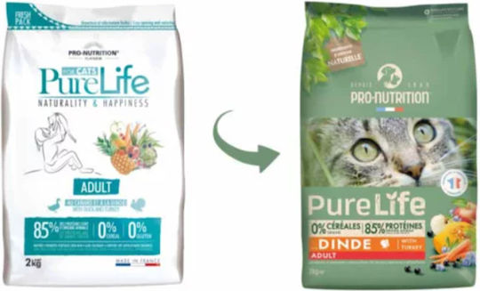Flatazor Pure Life Dry Food Grain-Free & Gluten-Free for Adult Sterilized Cats with Turkey 2kg