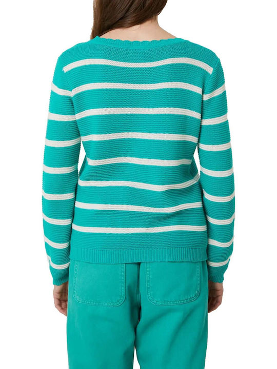 C'est Beau La Vie Women's Long Sleeve Sweater Striped Green