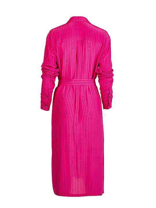 Karl Lagerfeld Midi Evening Dress Shirt Dress Fuchsia