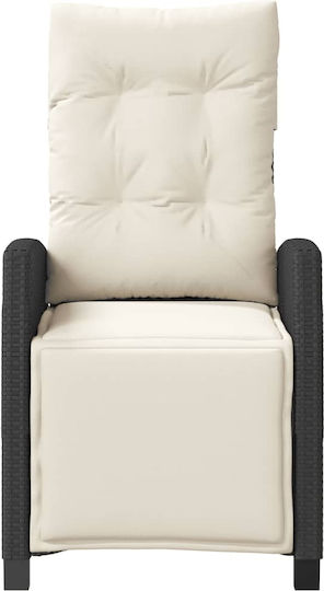 Outdoor Chair Rattan Black with Cushion 1pcs 57x66x93cm.