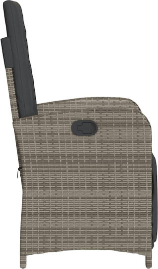 Outdoor Chair Rattan Grey with Cushion 57x61x93cm