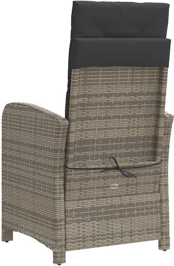 Outdoor-Stuhl Rattan Grey mit Kissen 2Stück 57x61x93εκ.